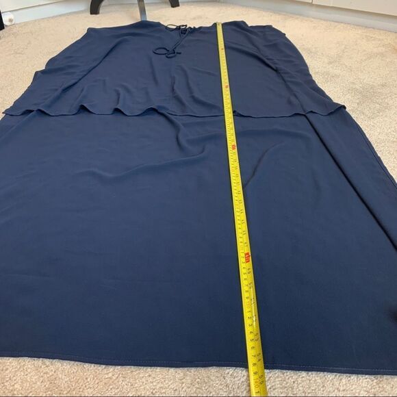 VICI high low asymmetrical short sleeve chiffon navy blue dress Sz M NWOT - Picture 11 of 13
